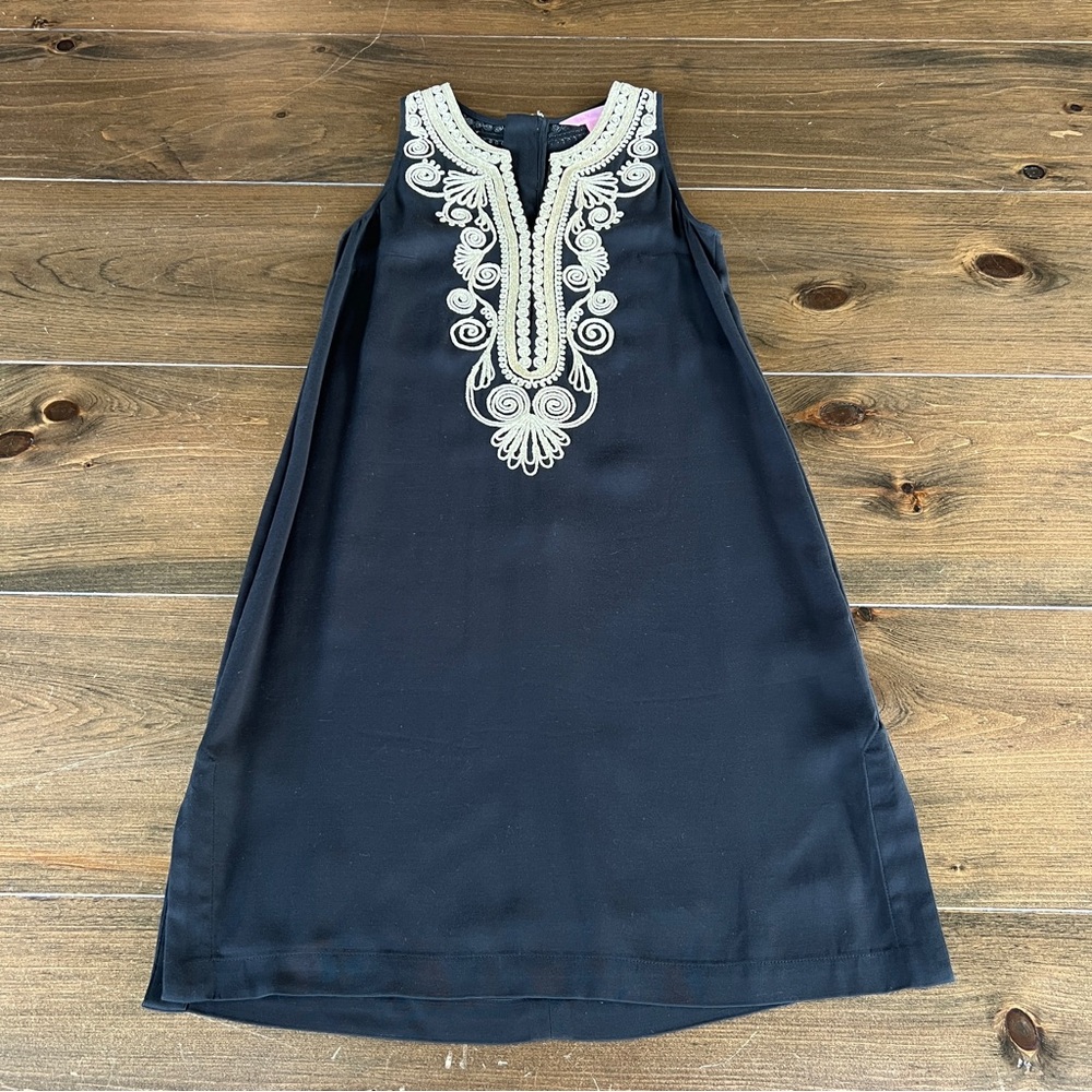 Lilly Pulitzer Black Sleeveless Dress with Embroidered Detail